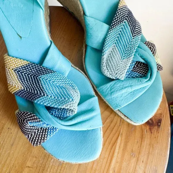 Missoni Sport Nkle Wrap Raffie Wedge Heels Sandals 40
