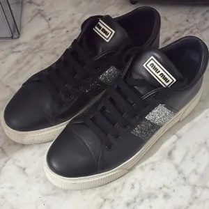 Miu Miu Black and Silver Sneakers Classic Style