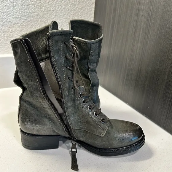 Miz Mooz ‘Nala’ Combat Boots in Distressed Jade