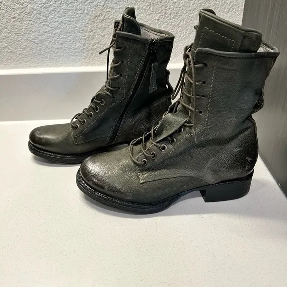 Miz Mooz ‘Nala’ Combat Boots in Distressed Jade