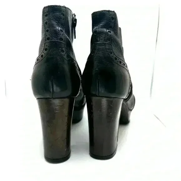 MOMA made in Italy black leather platform ankle boots round toe chunky 40