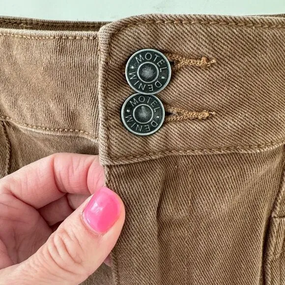 Motel Rocks Women S Denim Flare Split Seam Rich Brown Boho Front Pockets Jeans
