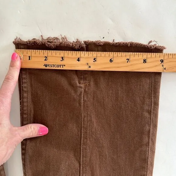 Motel Rocks Women S Denim Flare Split Seam Rich Brown Boho Front Pockets Jeans