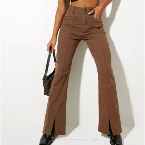 Motel Rocks Women S Denim Flare Split Seam Rich Brown Boho Front Pockets Jeans