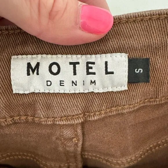 Motel Rocks Women S Denim Flare Split Seam Rich Brown Boho Front Pockets Jeans