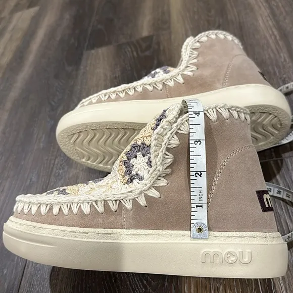 MOU Crochet Ankle Boots Size 39
