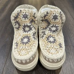 MOU Crochet Ankle Boots Size 39