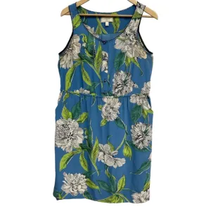 Moulinette Soeurs Crew Neck Floral Blue Sleeveless Silk Dress Size 8