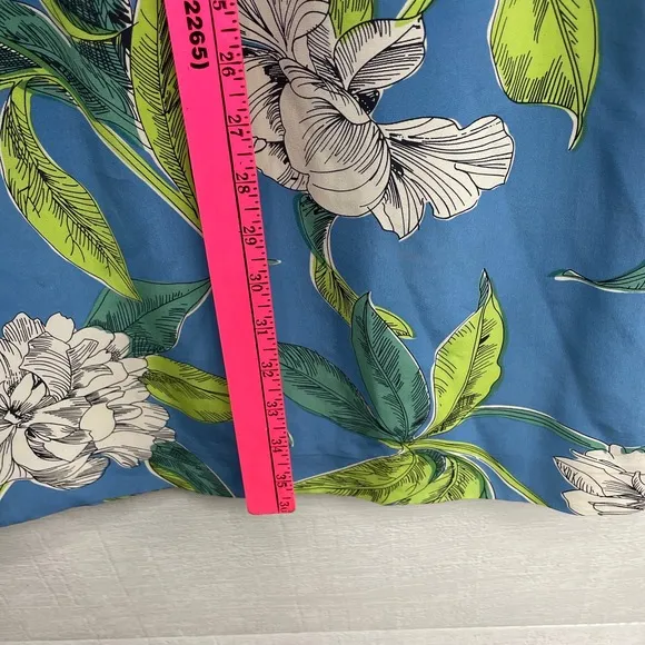 Moulinette Soeurs Crew Neck Floral Blue Sleeveless Silk Dress Size 8