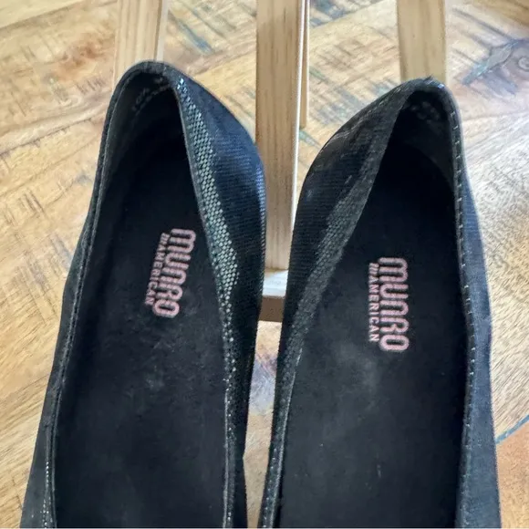 Munro Womens Comfort Pebble Leather Black Ballet Flats Size 10.5