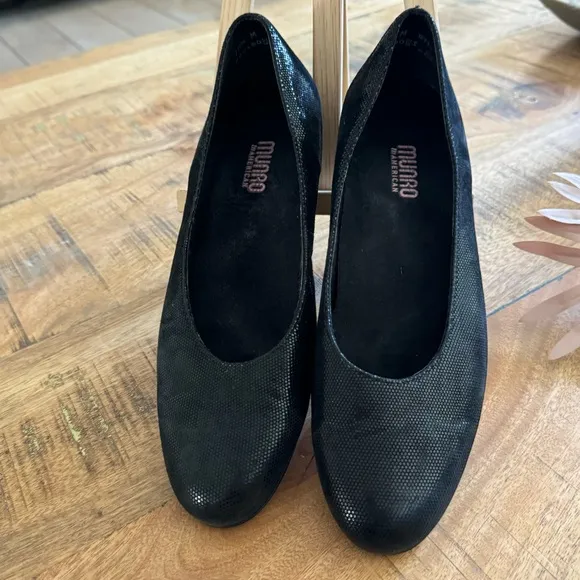 Munro Womens Comfort Pebble Leather Black Ballet Flats Size 10.5