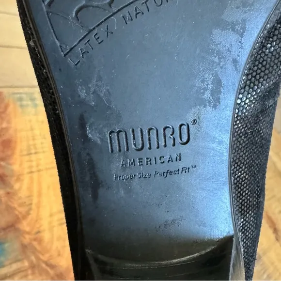 Munro Womens Comfort Pebble Leather Black Ballet Flats Size 10.5