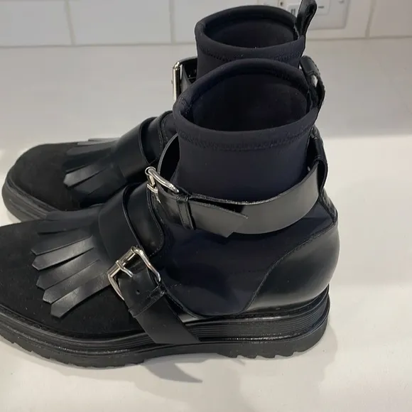Musette Black Leather Ankle Boots—Buckles—Boho—Worn Once! Like New! Size 37