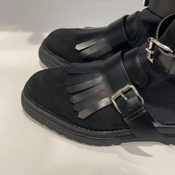 Musette Black Leather Ankle Boots—Buckles—Boho—Worn Once! Like New! Size 37