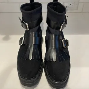 Musette Black Leather Ankle Boots—Buckles—Boho—Worn Once! Like New! Size 37