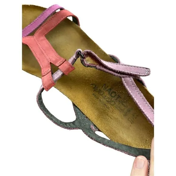 NAOT Judith Sandals Pink Leather Uppers Size 41 / 10 Strappy Boho Cork