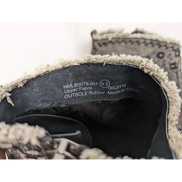 Naughty Monkey 9.5 Sewn Up Ankle Boots Booties Floral Embroidered Frayed Boho