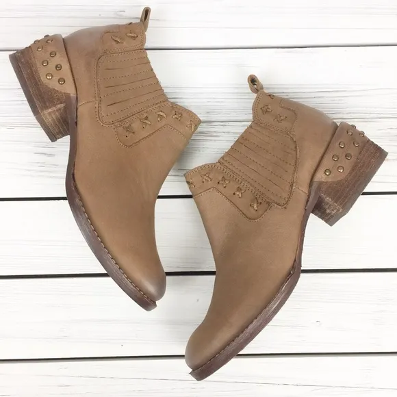 Naughty Monkey Studded Boho Brown Ankle Boots