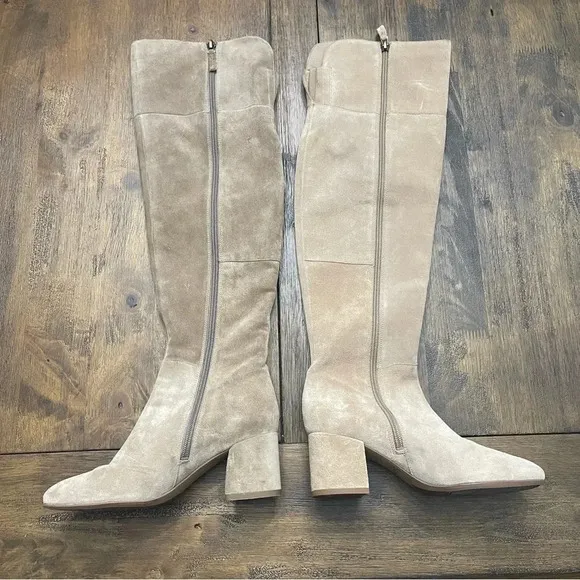 Never worn Franco Sarto tan suede knee high boots. Size 6.