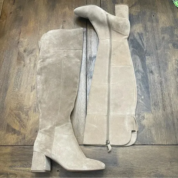 Never worn Franco Sarto tan suede knee high boots. Size 6.