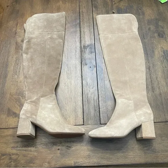 Never worn Franco Sarto tan suede knee high boots. Size 6.