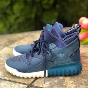 NEW Adidas Blue Tubular X Primeknit PK Trainers  Sneakers S74926 M7/W8.5
