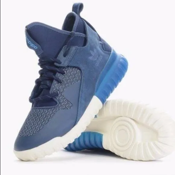 NEW Adidas Blue Tubular X Primeknit PK Trainers  Sneakers S74926 M7/W8.5