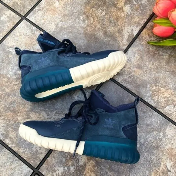 NEW Adidas Blue Tubular X Primeknit PK Trainers  Sneakers S74926 M7/W8.5