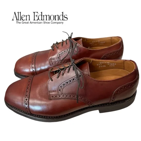 New Allen Edmonds Benton Chili Leather Lace-up Oxford Dress Shoes 8.5  8.5D