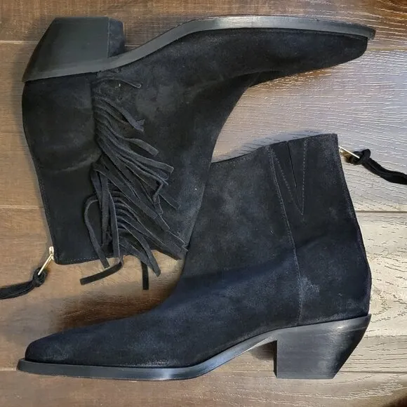 NEW ALLSAINTS Layla Ankle Boots Womens 9 Fringe Cowgirl Suede Country Western