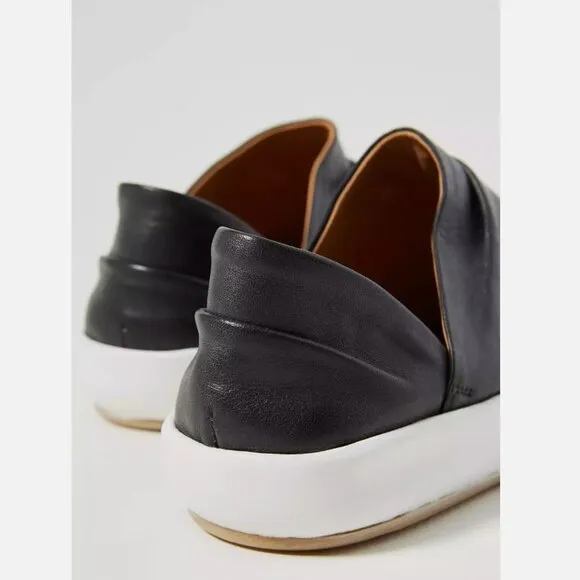 NEW Anthro Beek Jay Handmade Leather Slip-On Flat Sneaker Slide Shoes Black Sz 9