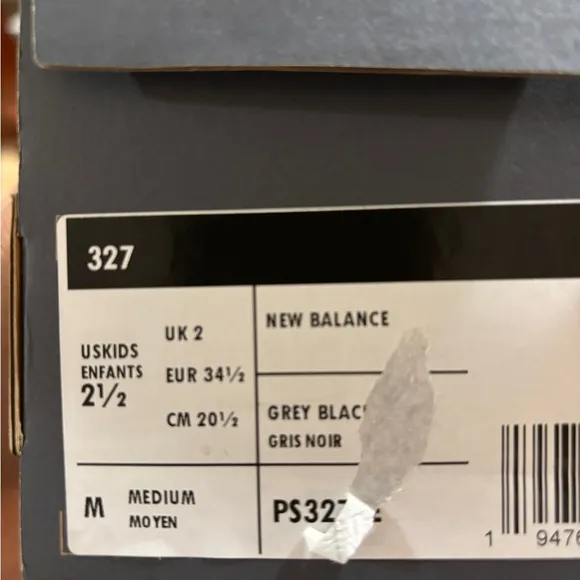 New Balance 327 White/Black Sea Salt Grey PS327FE  (PS) Size Unisex Kids NWB