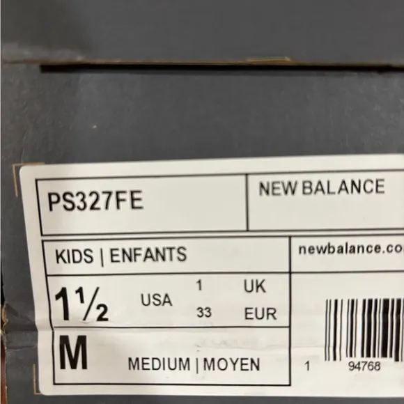 New Balance 327 White/Black Sea Salt Grey PS327FE  (PS) Size Unisex Kids NWB
