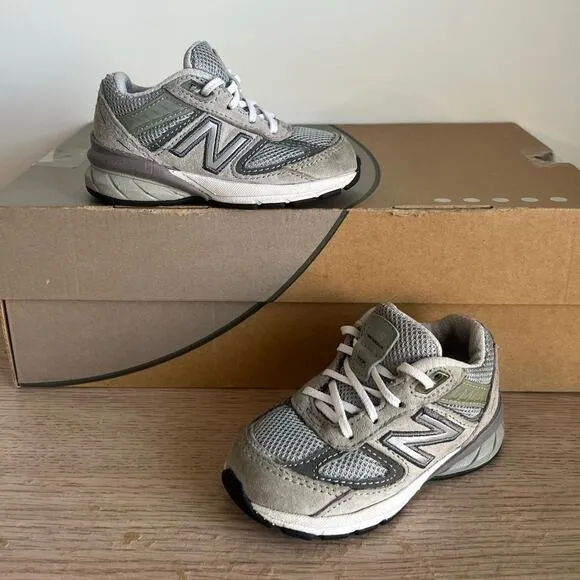 New Balance 990 V5 Grey/Wht Toddler Sneakers- SZ 5 C