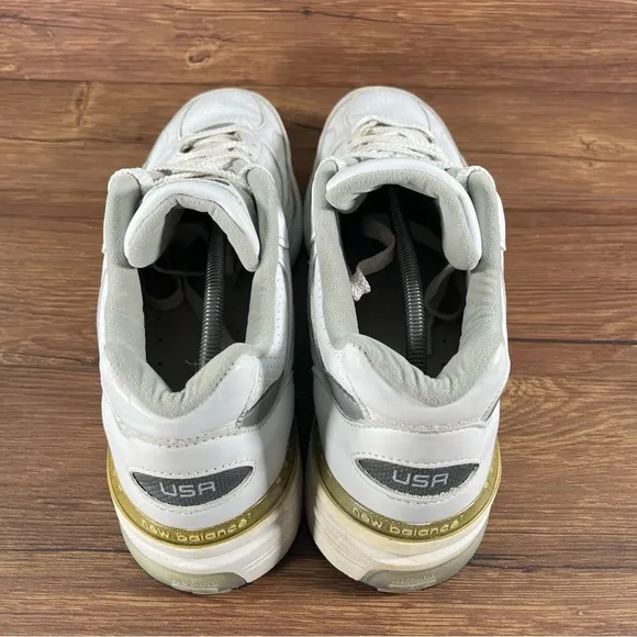 New Balance 992 White Leather Sneakers Men’s Size 13 Dad Shoes Chunky Vintage