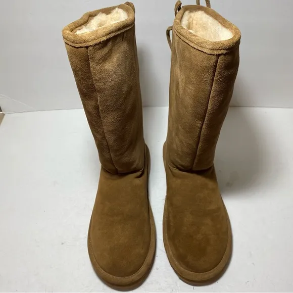 New BearPaw Women’s Phylly Hickory II Tan Suede Lace-Up Boots Size 11