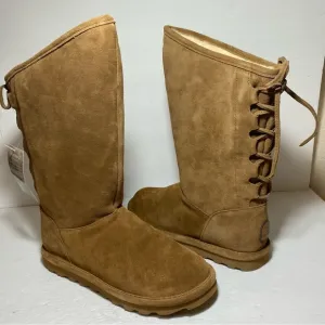 New BearPaw Women’s Phylly Hickory II Tan Suede Lace-Up Boots Size 11