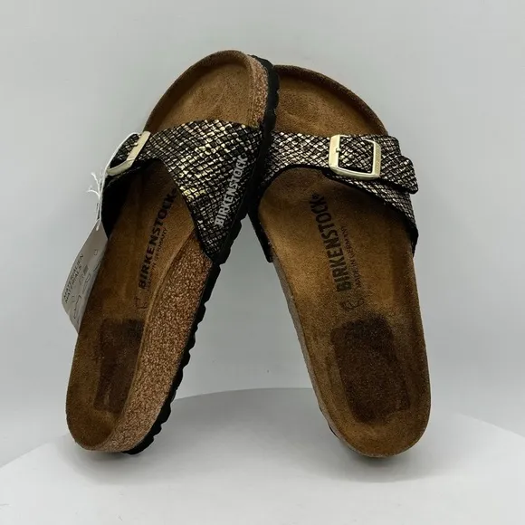 NEW BIRKENSTOCK Madrid Brown Python Sandals Size EU36 Reg Width CLR Brown/Black