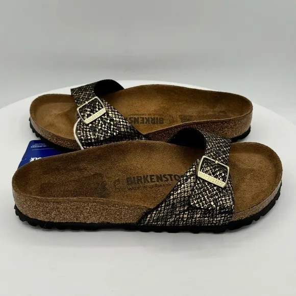 NEW BIRKENSTOCK Madrid Brown Python Sandals Size EU36 Reg Width CLR Brown/Black