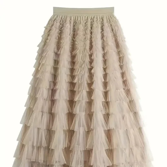 NEW! BOHO Tulle LAYERED MAXI SKIRT SZ M