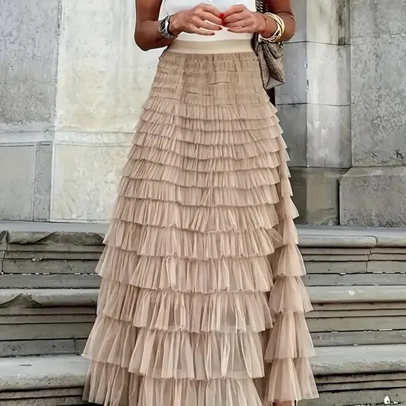 NEW! BOHO Tulle LAYERED MAXI SKIRT SZ M