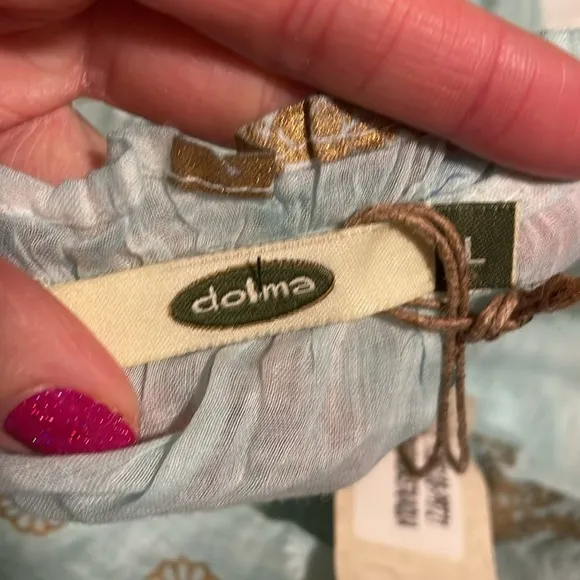 New Boutique dolma Pamo Tiered Boho Cotton Maxi Dress in Aqua Mint
