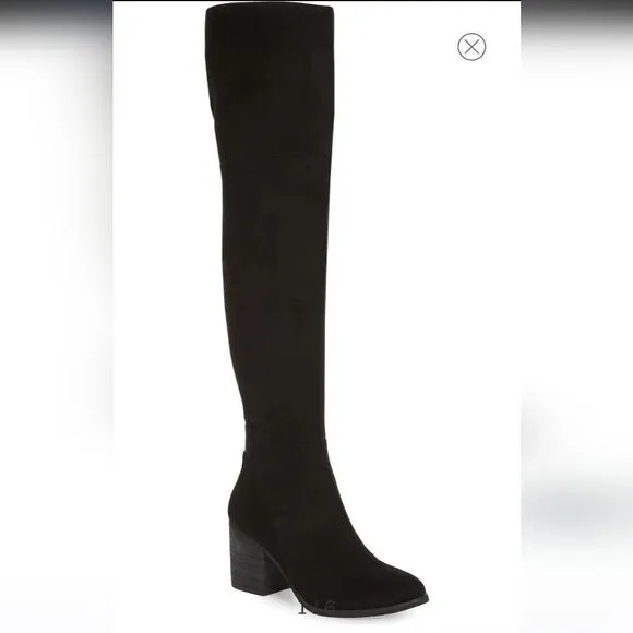 New BP Luke Over The Knee Boot Western cowgirl suede black tall heels boots