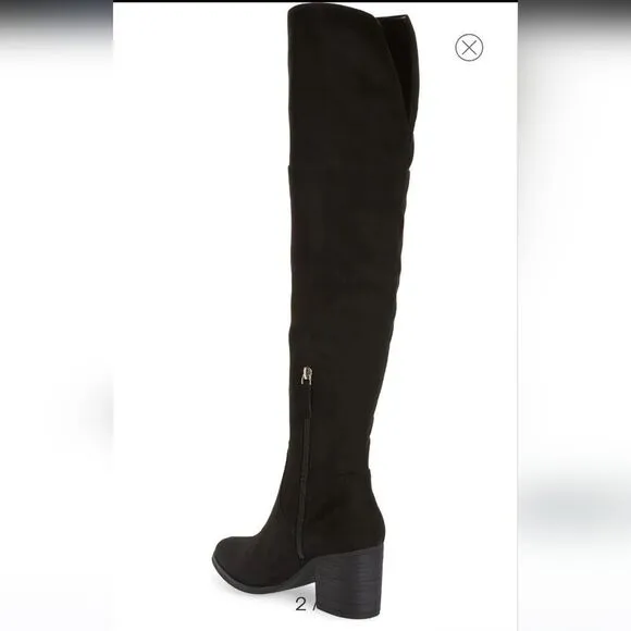 New BP Luke Over The Knee Boot Western cowgirl suede black tall heels boots