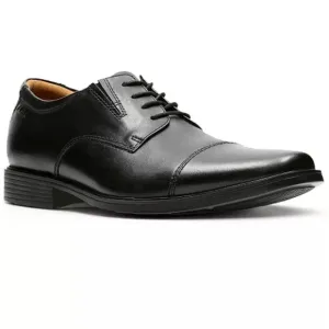 NEW Clarks Mens Tilden Cap Toe Oxford Shoe Black Leather 9.5 Lace Up Dress Shoe