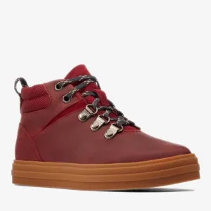NEW Clarks Nova Hike Kid Boots in Burgundy Leather, Size UK 4.5G US 5W
