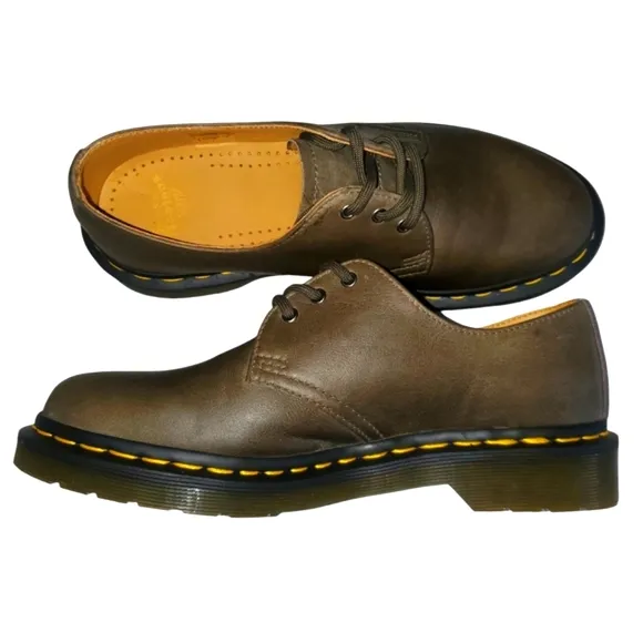 NEW DR. MARTENS 1461 Carrara In Olive Leather Oxford Unisex Women's‎ 7 / Men's 6