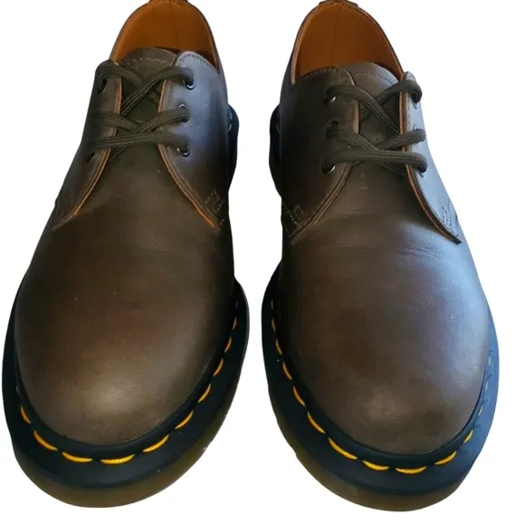 NEW DR. MARTENS 1461 Carrara In Olive Leather Oxford Unisex Women's‎ 7 / Men's 6