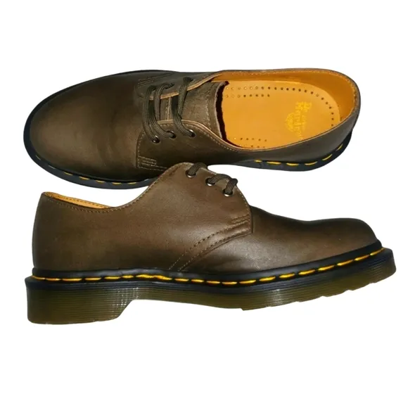 NEW DR. MARTENS 1461 Carrara In Olive Leather Oxford Unisex Women's‎ 7 / Men's 6