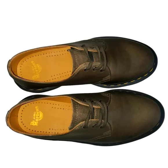 NEW DR. MARTENS 1461 Carrara In Olive Leather Oxford Unisex Women's‎ 7 / Men's 6
